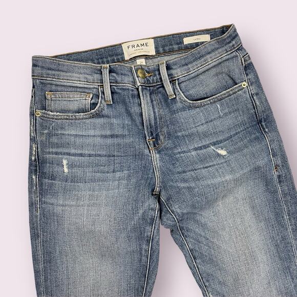 Frame Denim Jeans Le Boy Distressed Blue Jeans 24 Beaudry USA - Picture 2 of 11